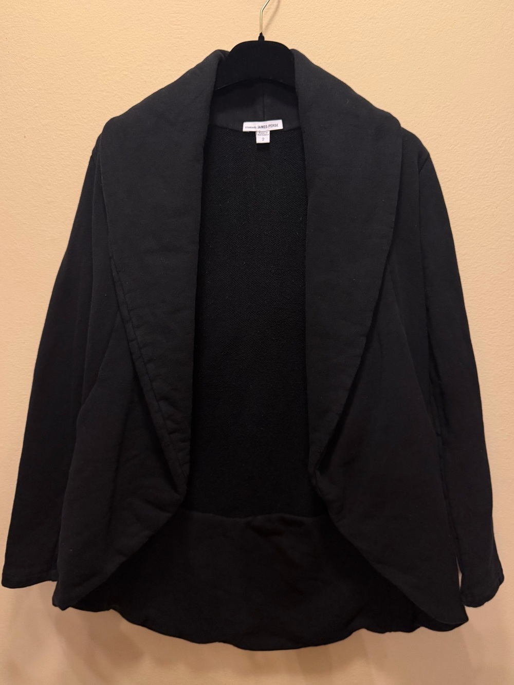 James Perse Black French Terry Cardigan Size 2